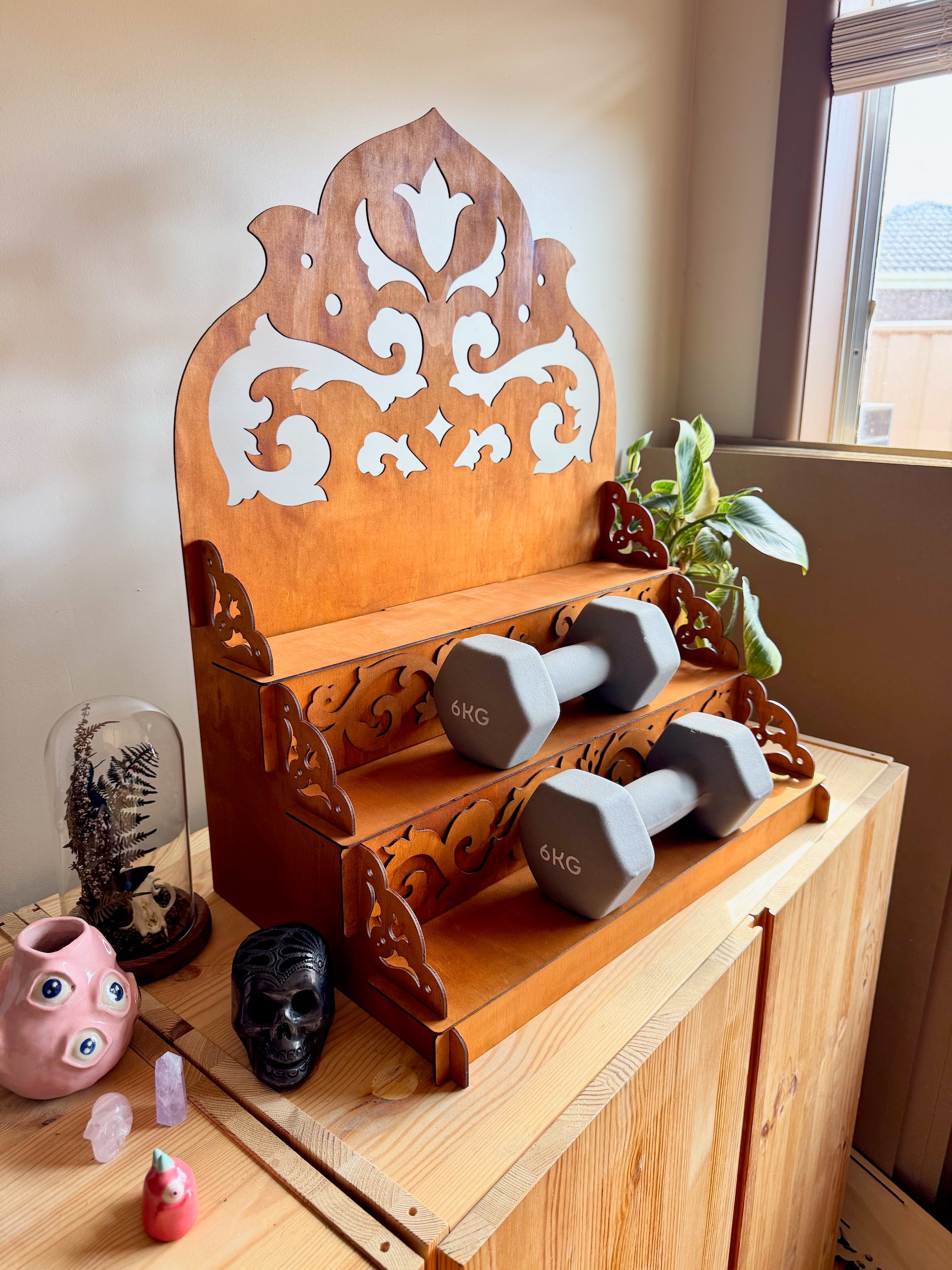 50cm Step Shelf Ornate Medieval Flat Pack Display Shelves