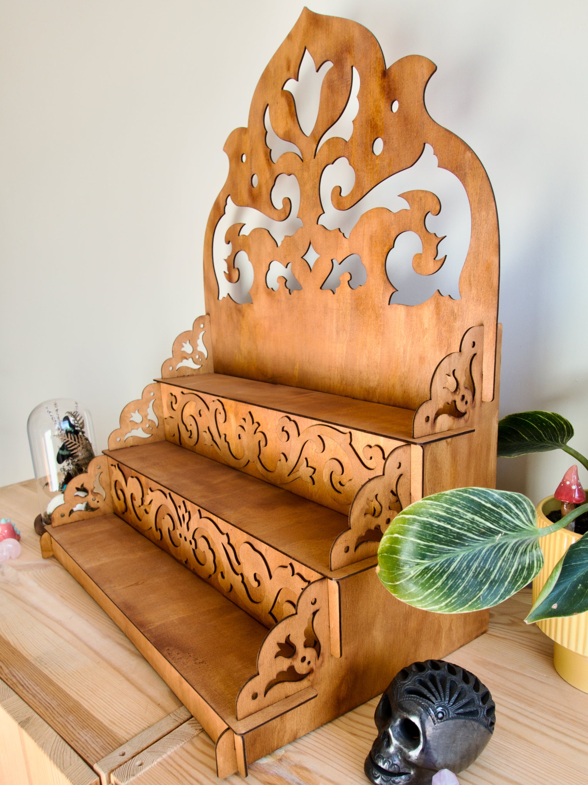 50cm Step Shelf Ornate Medieval Flat Pack Display Shelves