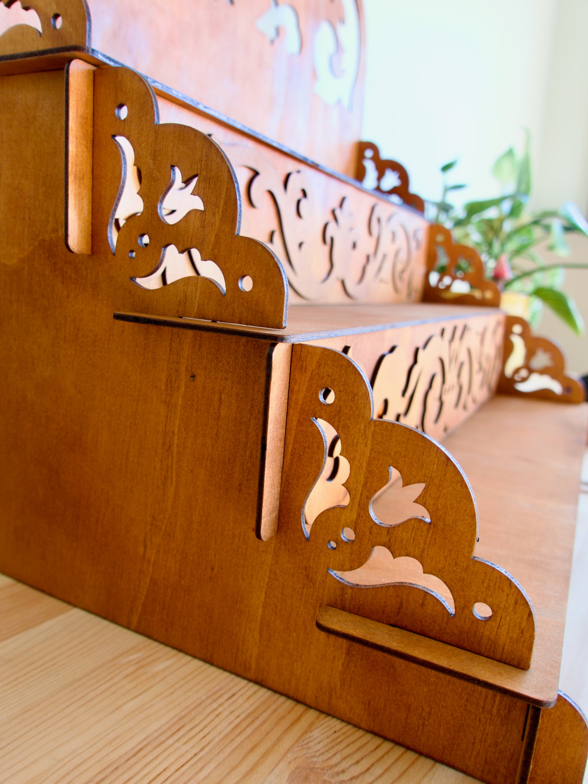 50cm Step Shelf Ornate Medieval Flat Pack Display Shelves