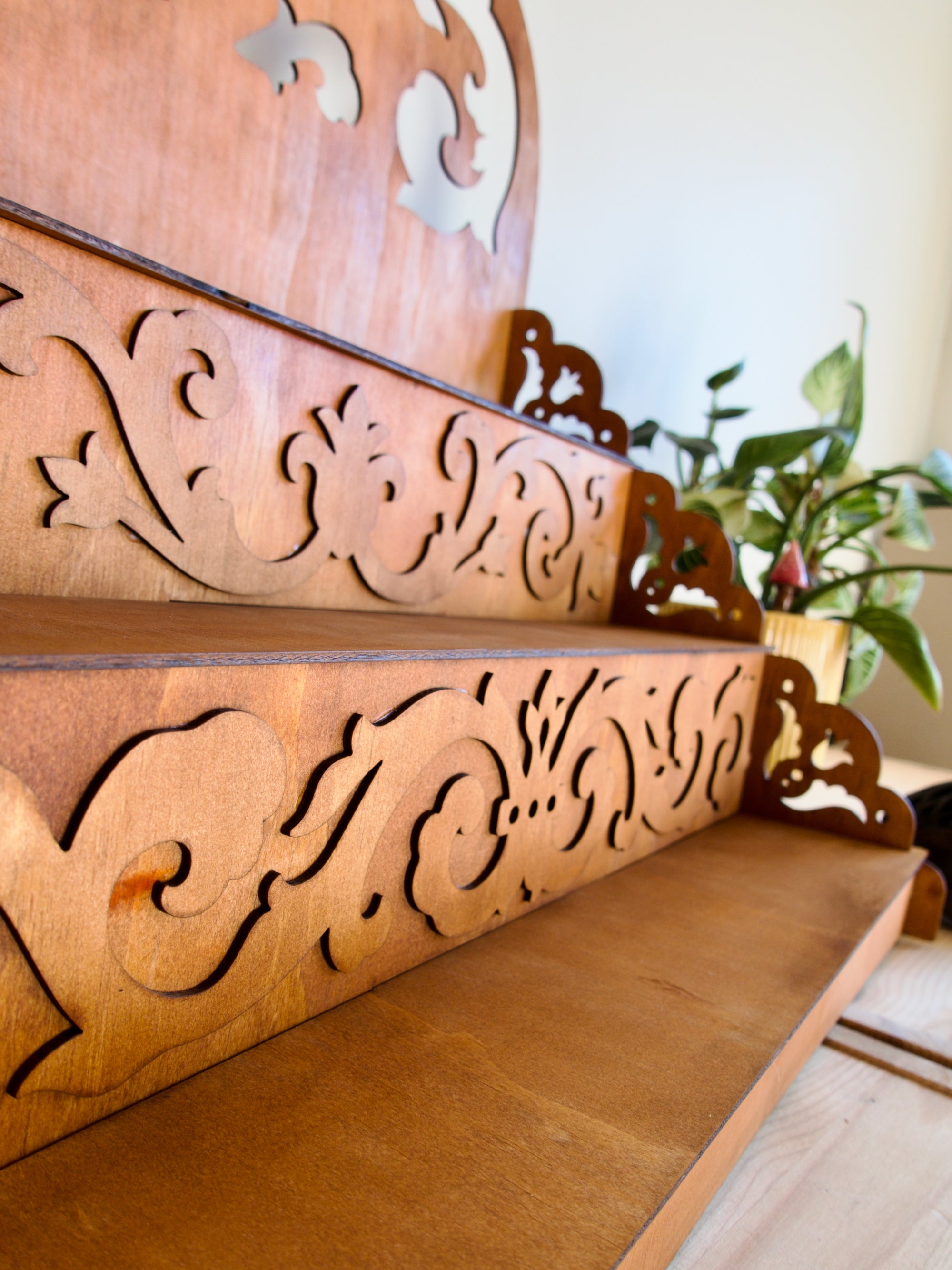 50cm Step Shelf Ornate Medieval Flat Pack Display Shelves