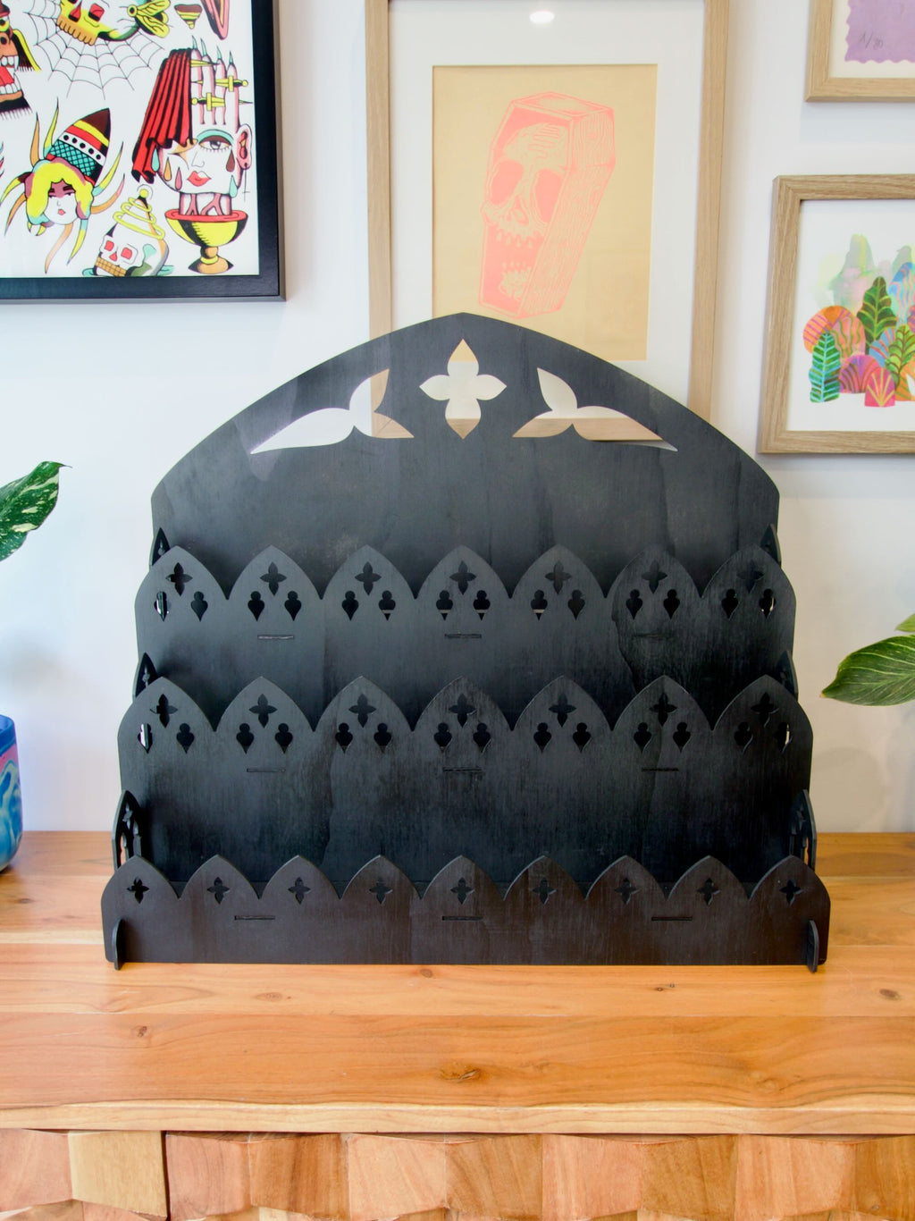 50cm Tall Back Gothic Cathedral Display Shelf for Market Stalls and Shops