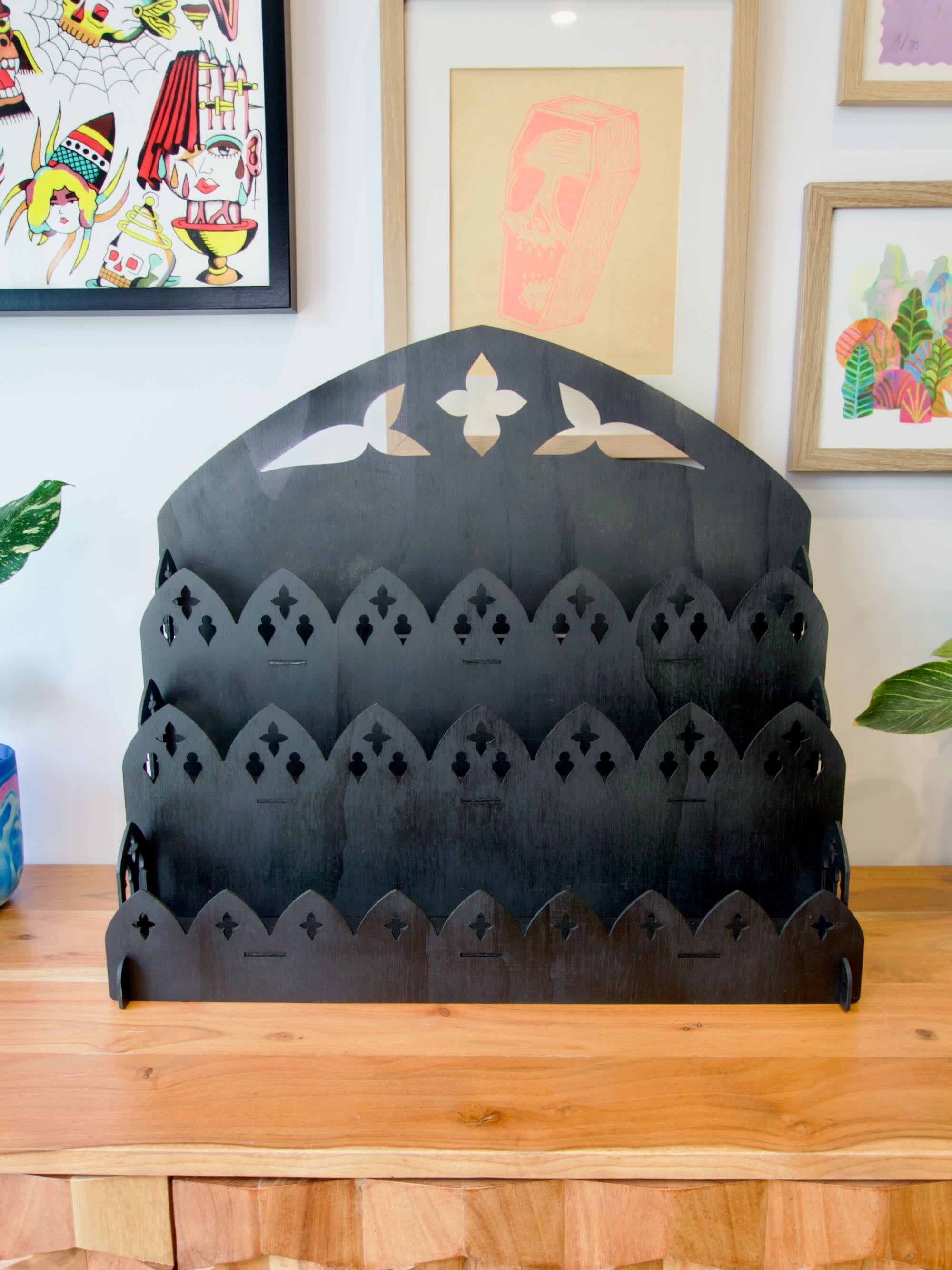50cm Tall Back Gothic Cathedral Display Shelf for Market Stalls and Shops