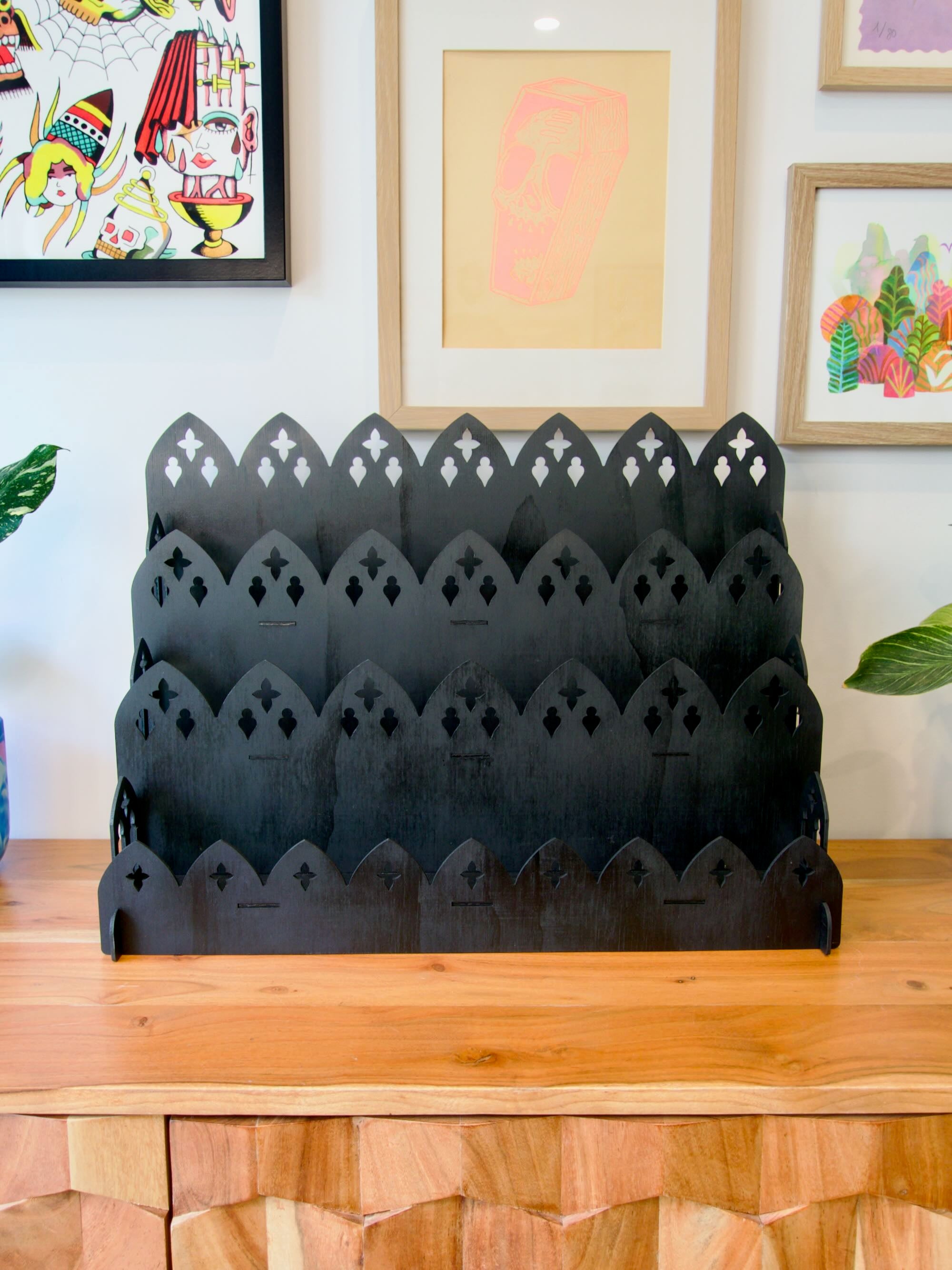 50cm Tall Back Gothic Cathedral Display Shelf for Market Stalls and Shops