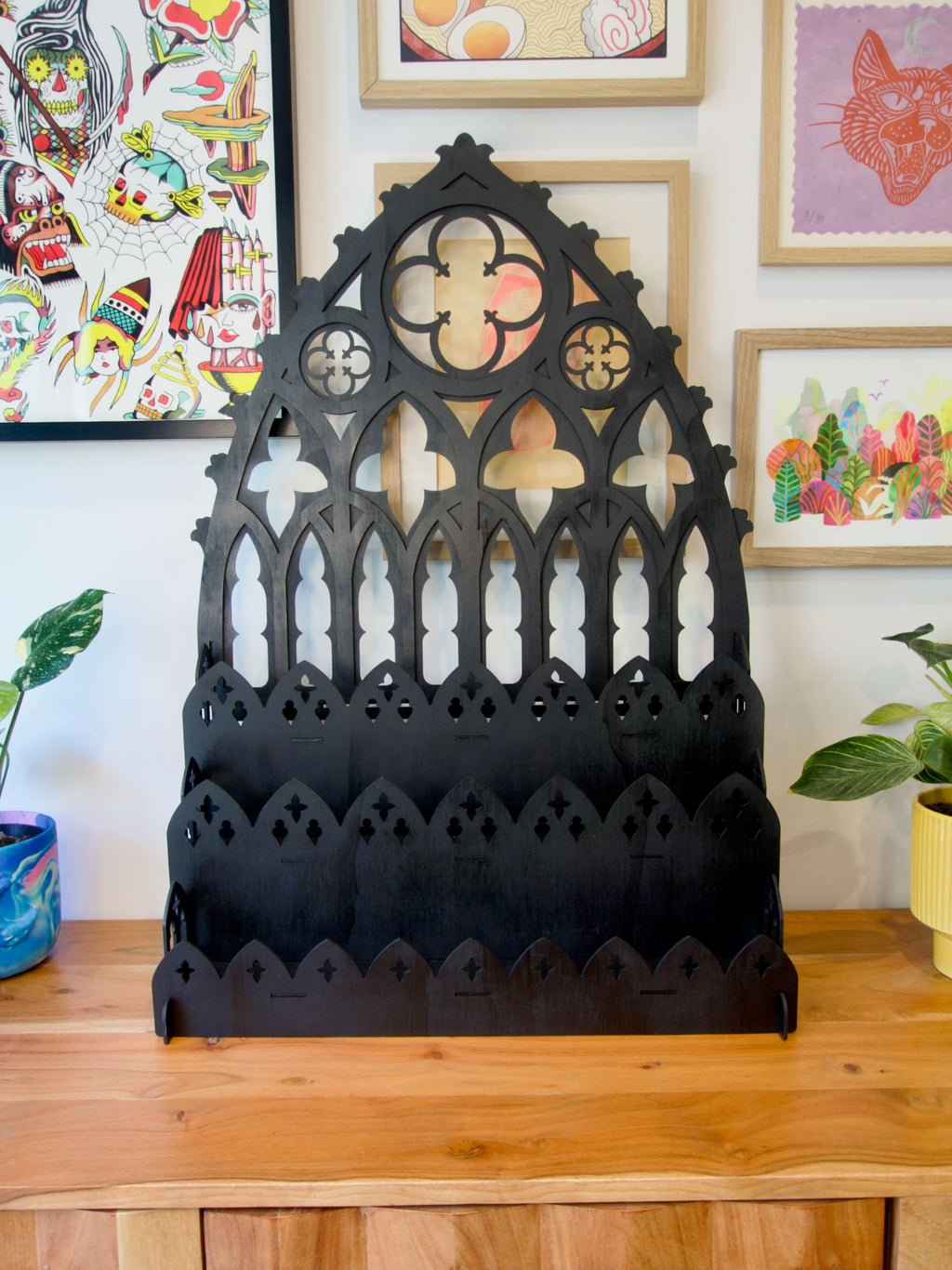 50cm Tall Back Gothic Cathedral Display Shelf for Market Stalls and Shops