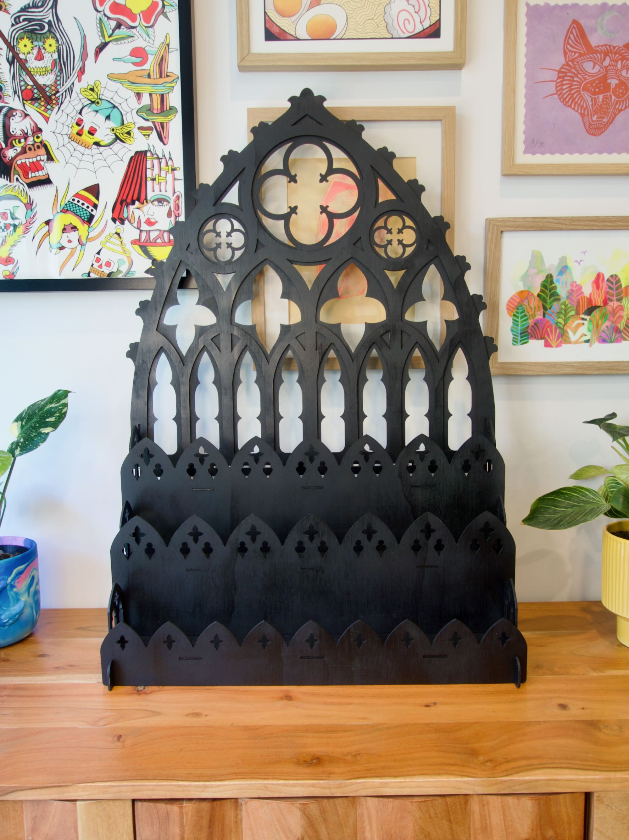 50cm Tall Back Gothic Cathedral Display Shelf for Market Stalls and Shops