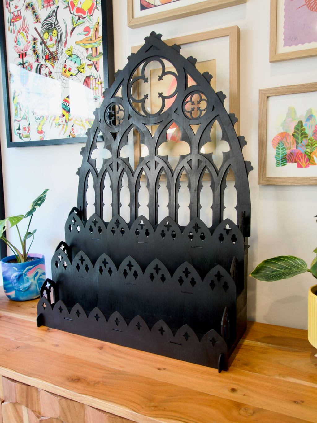 50cm Tall Back Gothic Cathedral Display Shelf for Market Stalls and Shops