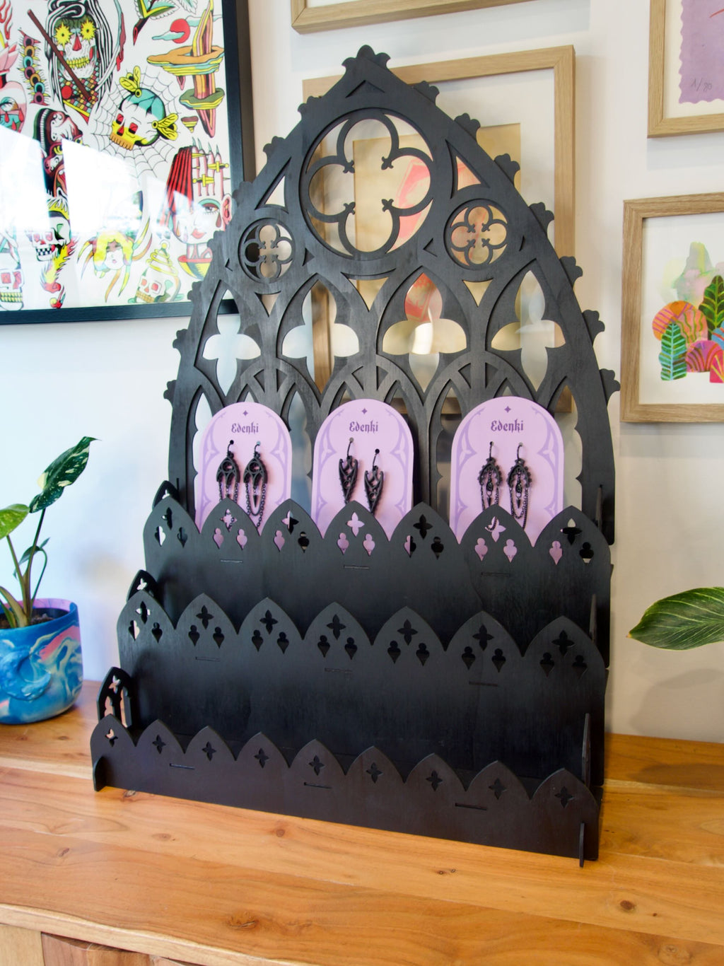 50cm Tall Back Gothic Cathedral Display Shelf for Market Stalls and Shops