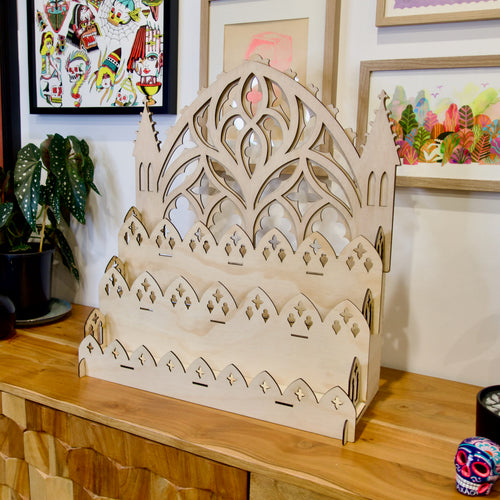 50cm Tall Back Gothic Cathedral Display Shelf for Market Stalls and Shops