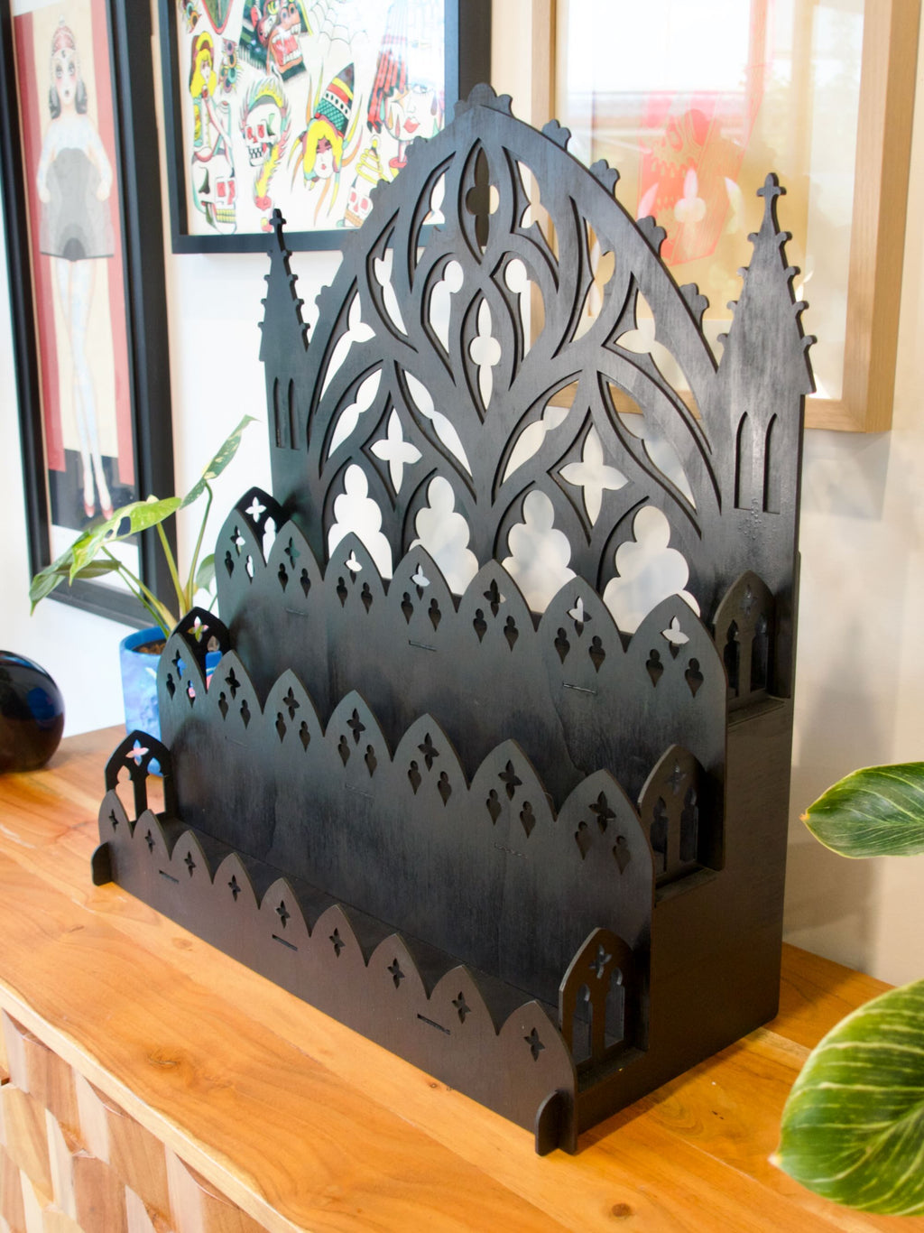 30cm Tall Back Gothic Cathedral Display Shelf for Market Stalls