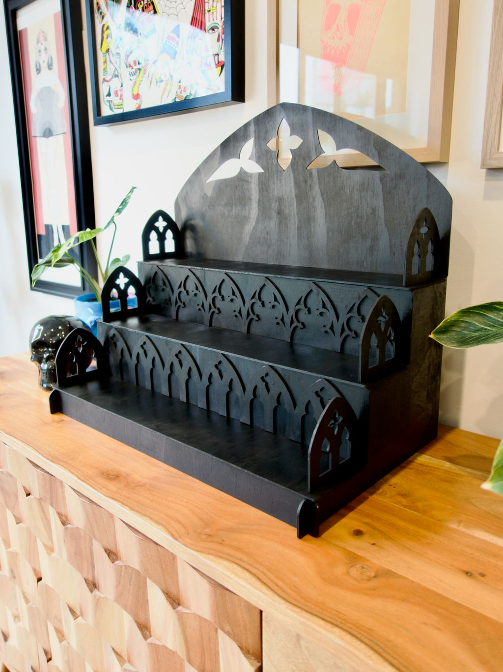 50cm Step Shelf Gothic Cathedral Flat Pack Display Shelves