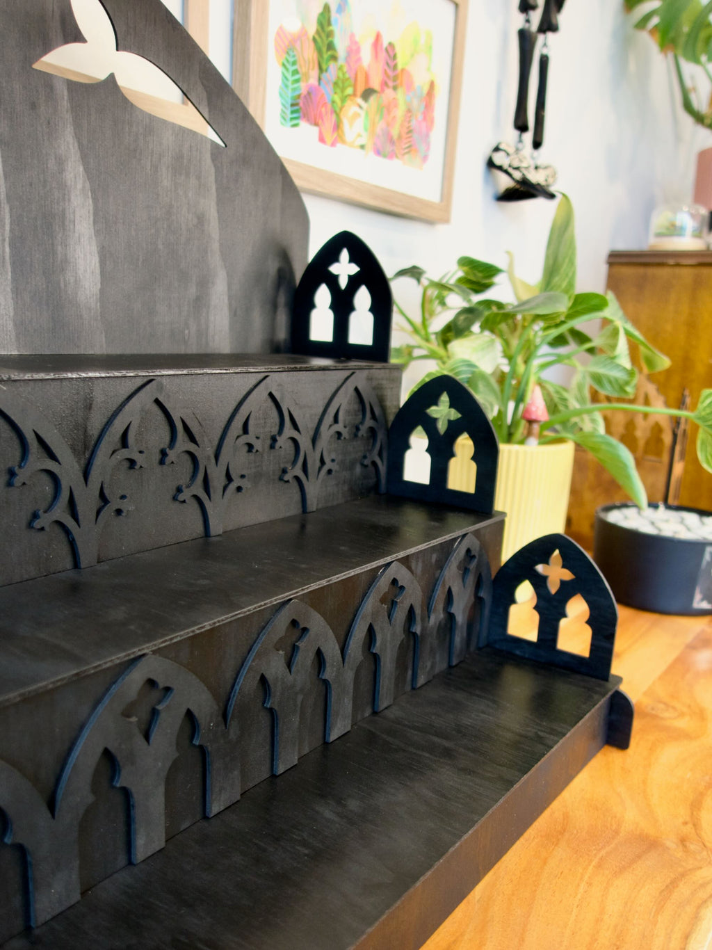 50cm Step Shelf Gothic Cathedral Flat Pack Display Shelves