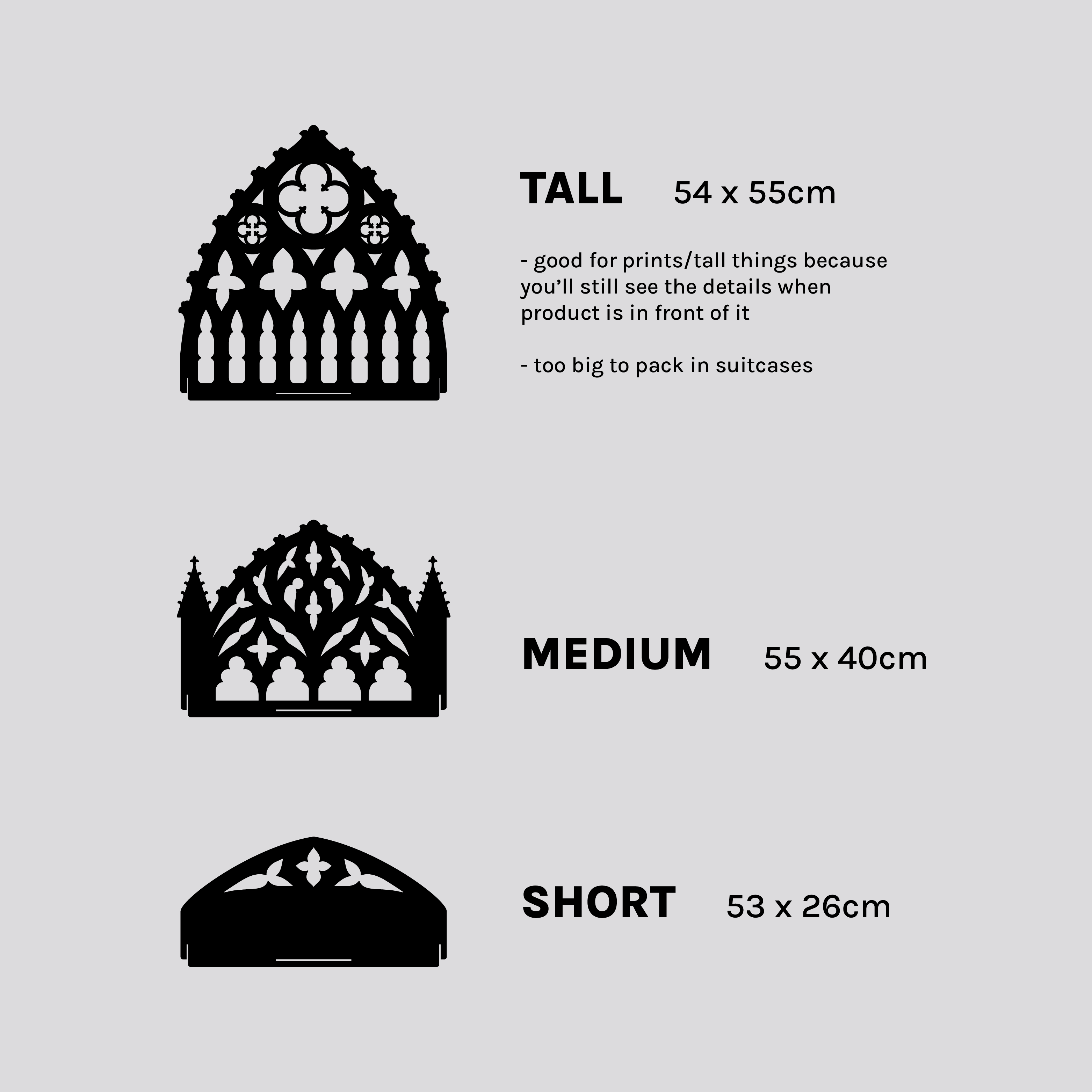 50cm Tall Back Gothic Cathedral Display Shelf for Market Stalls and Shops